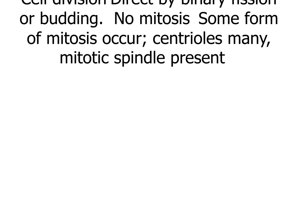 cell division direct by binary fission or budding