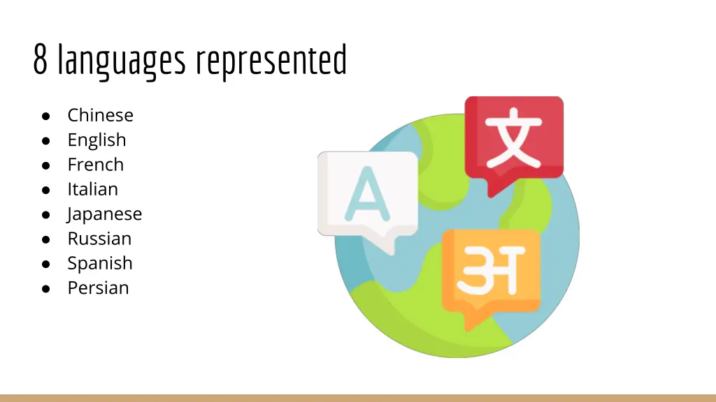 8 languages represented