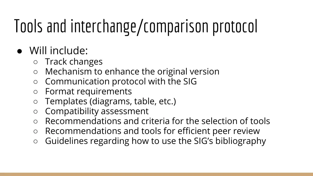 tools and interchange comparison protocol