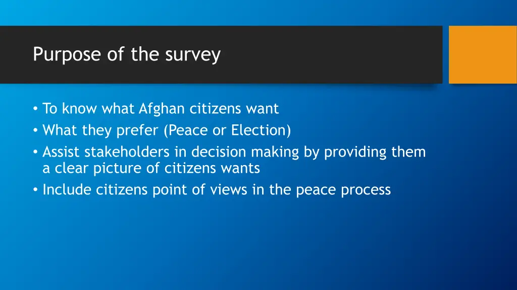 purpose of the survey