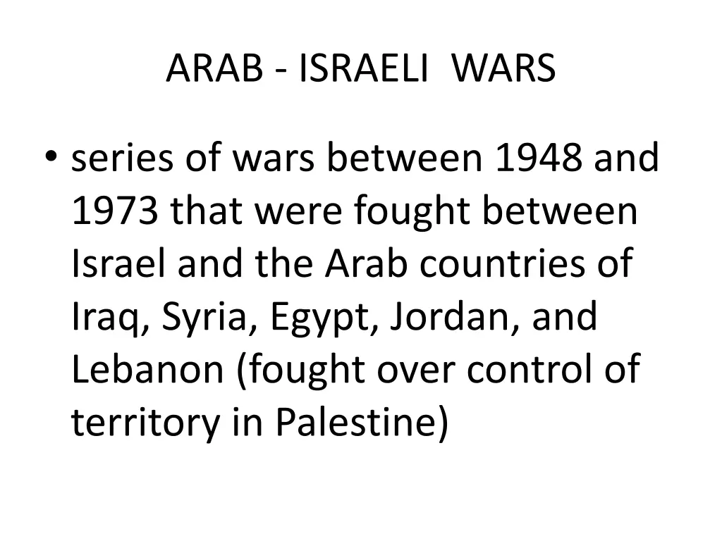 arab israeli wars