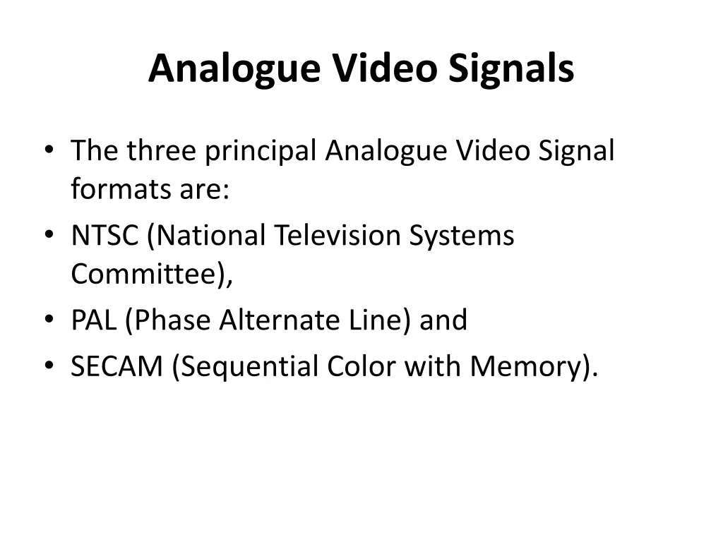 analogue video signals