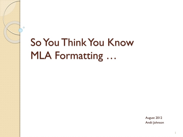 so you think you know mla formatting