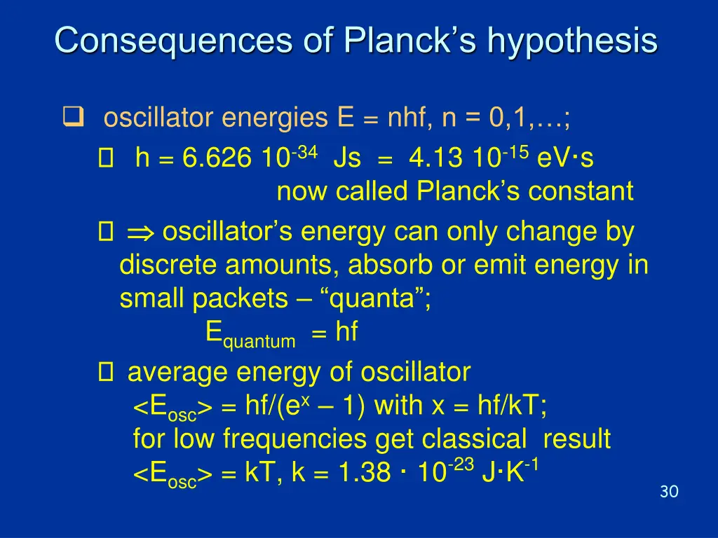 consequences of planck s hypothesis