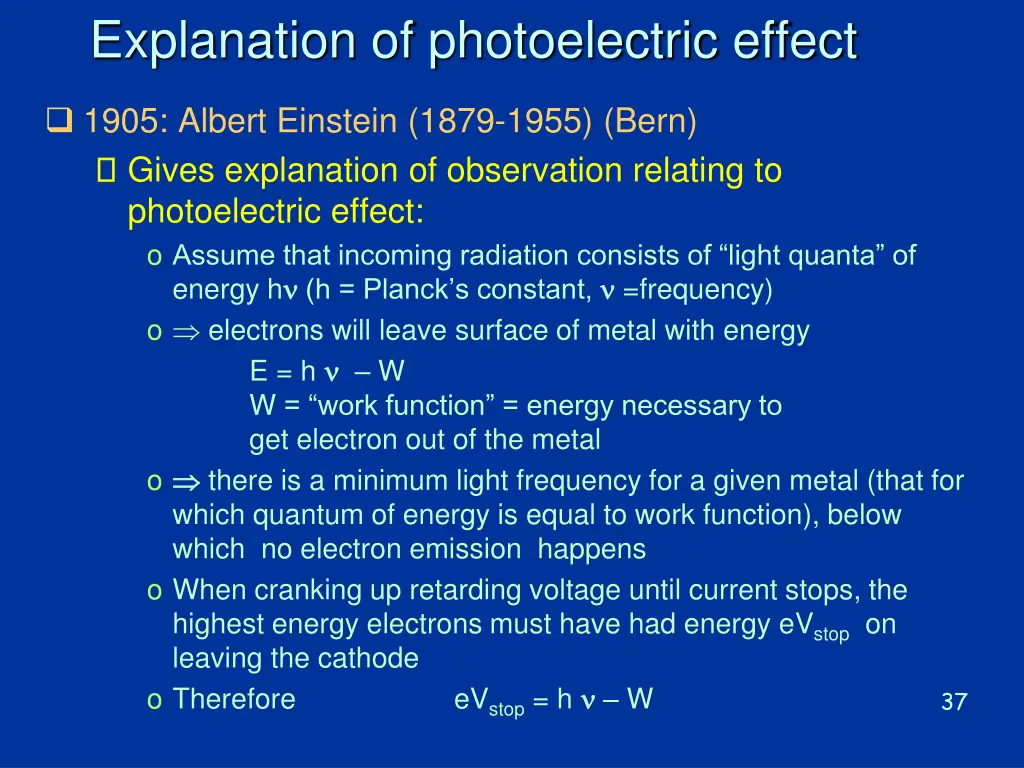 explanation of photoelectric effect