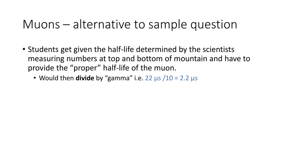 muons alternative to sample question