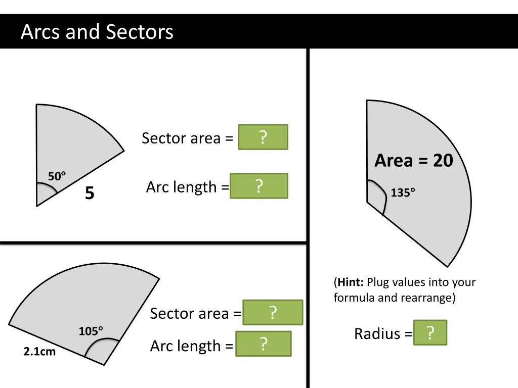 arcs and sectors