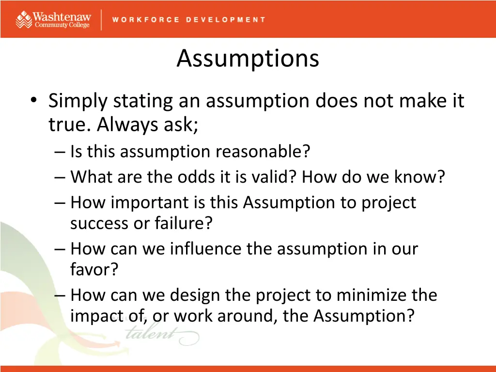assumptions