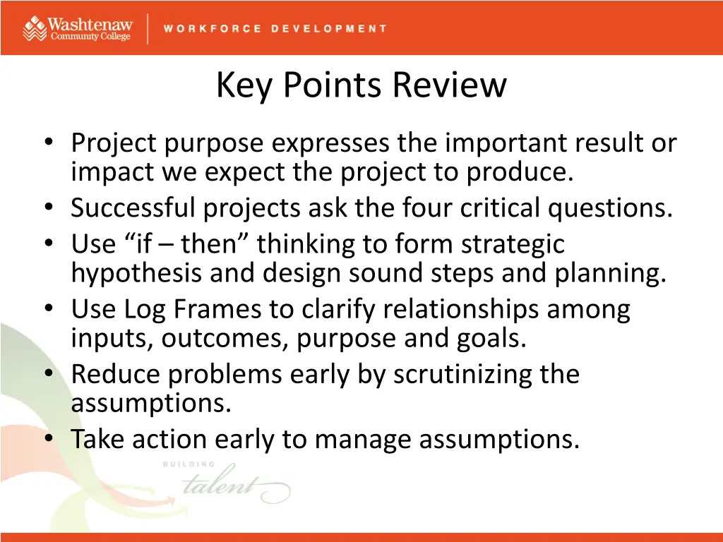 key points review