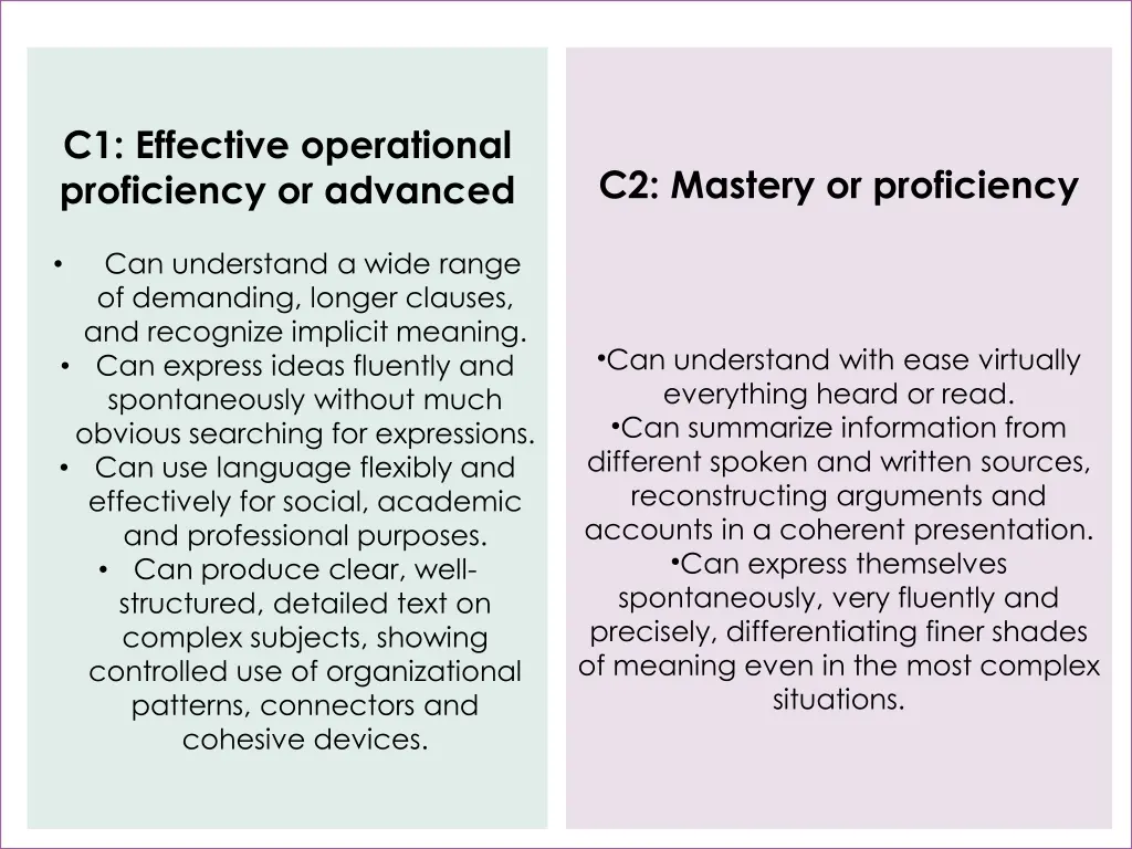 c1 effective operational proficiency or advanced