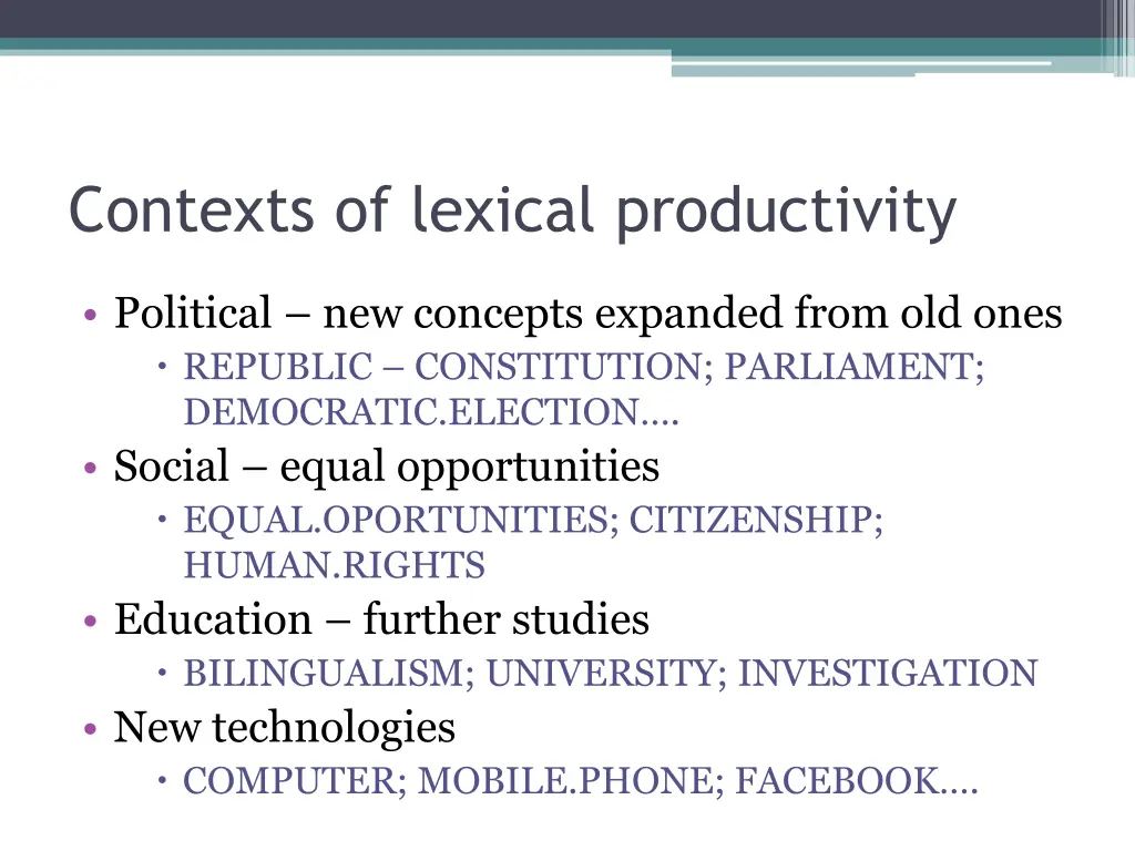 contexts of lexical productivity