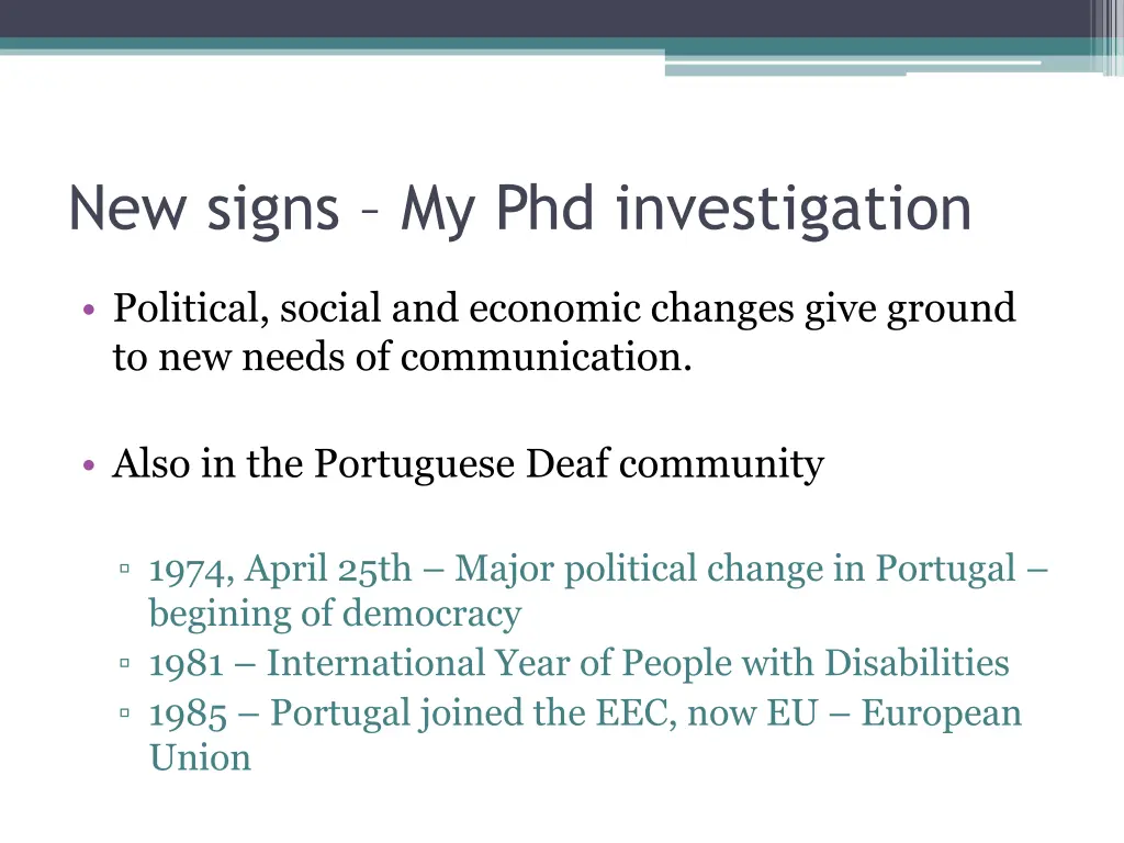 new signs my phd investigation