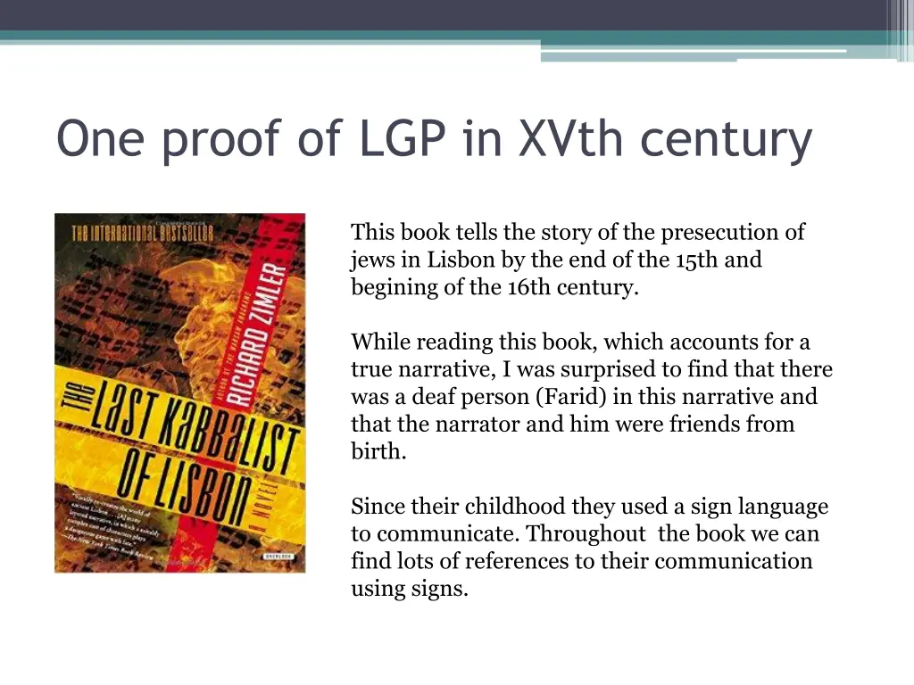 one proof of lgp in xvth century