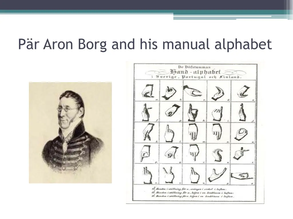 p r aron borg and his manual alphabet