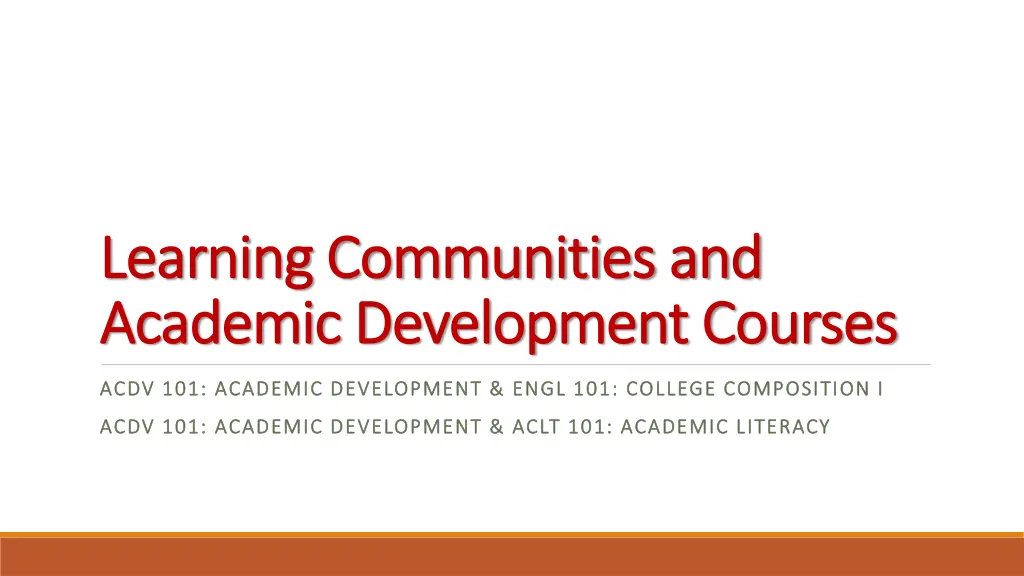 learning communities and learning communities