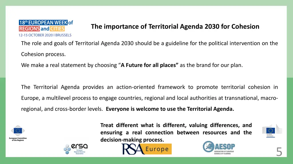 the importance of territorial agenda 2030