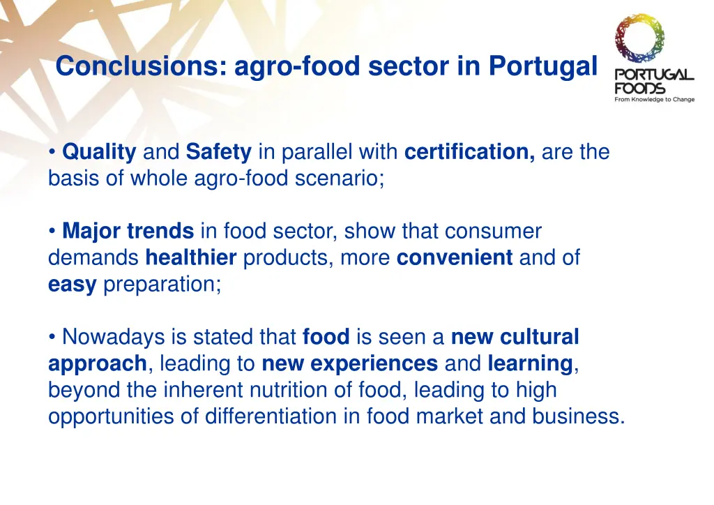 conclusions agro food sector in portugal