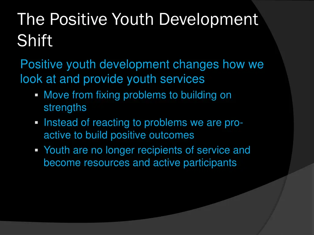 the positive youth development shift