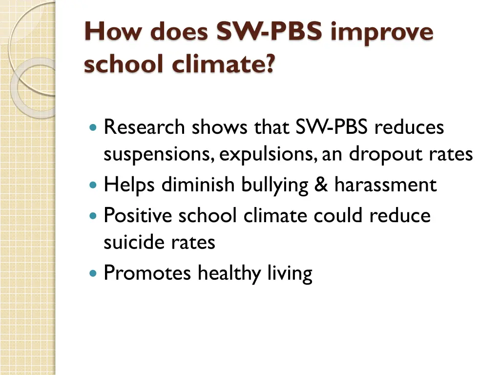 how does sw pbs improve school climate