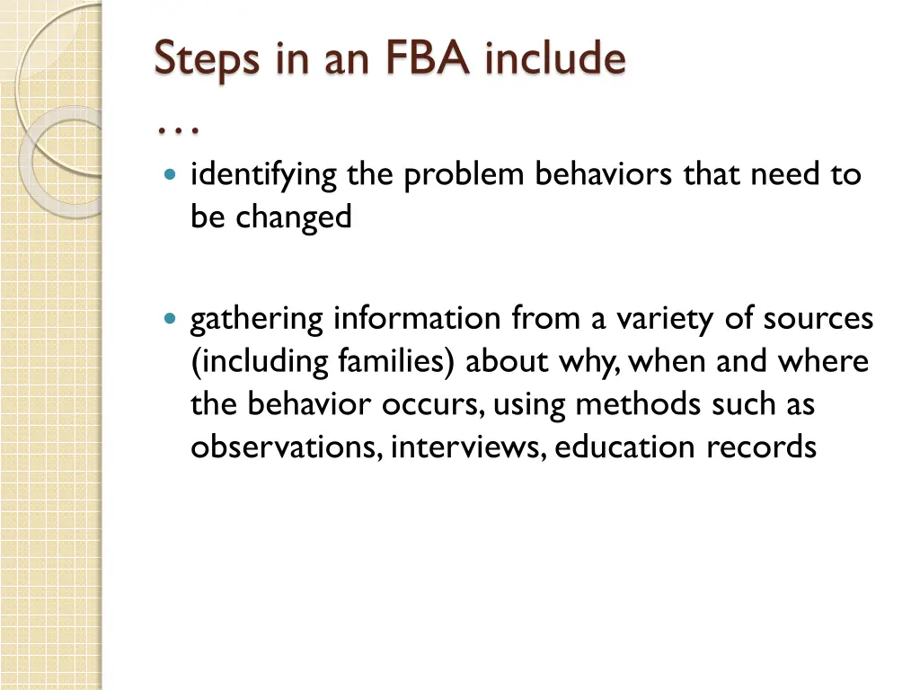 steps in an fba include identifying the problem
