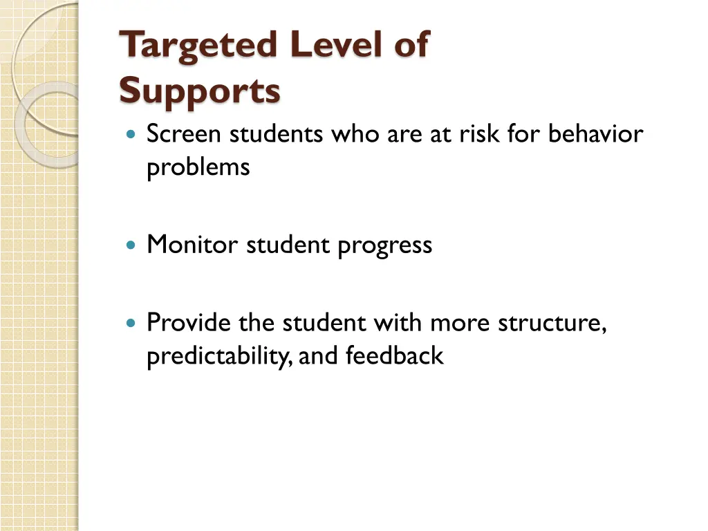 targeted level of supports screen students