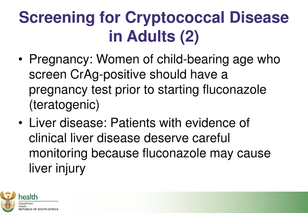 screening for cryptococcal disease in adults 1