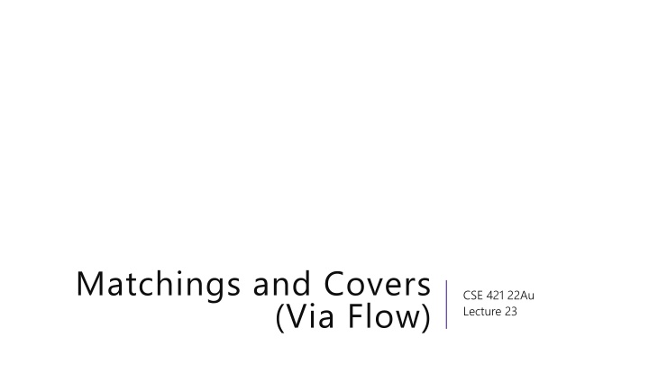matchings and covers