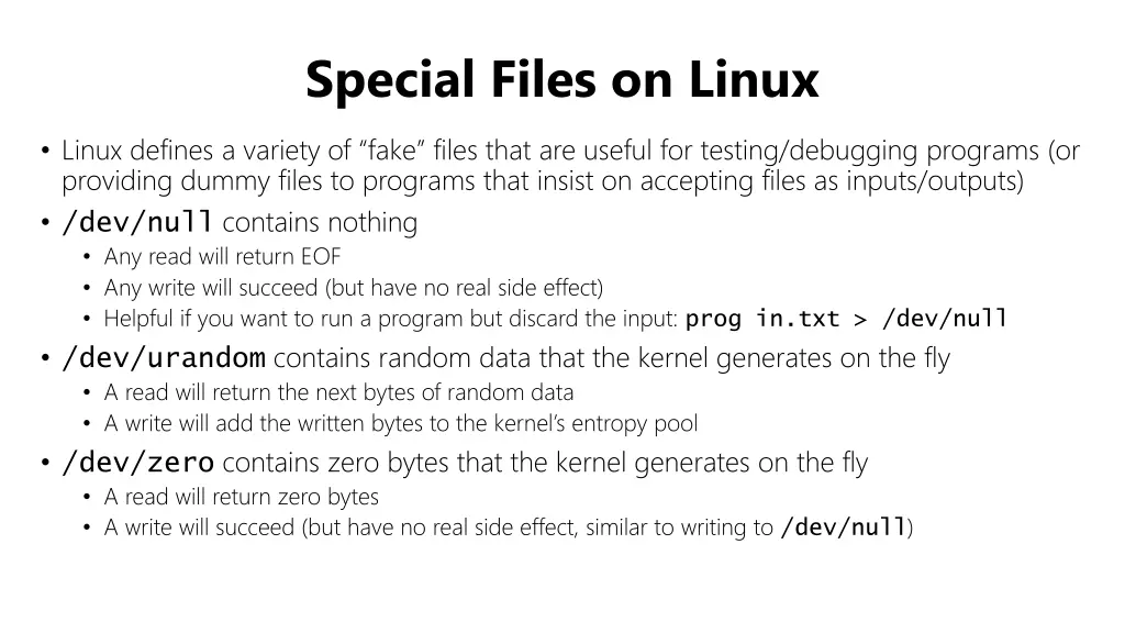 special files on linux