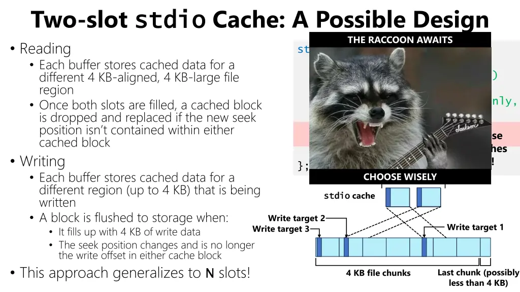 two slot stdio reading each buffer stores cached 1