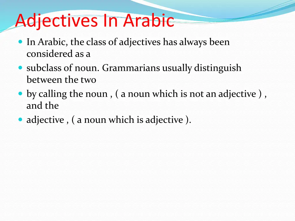 adjectives in arabic