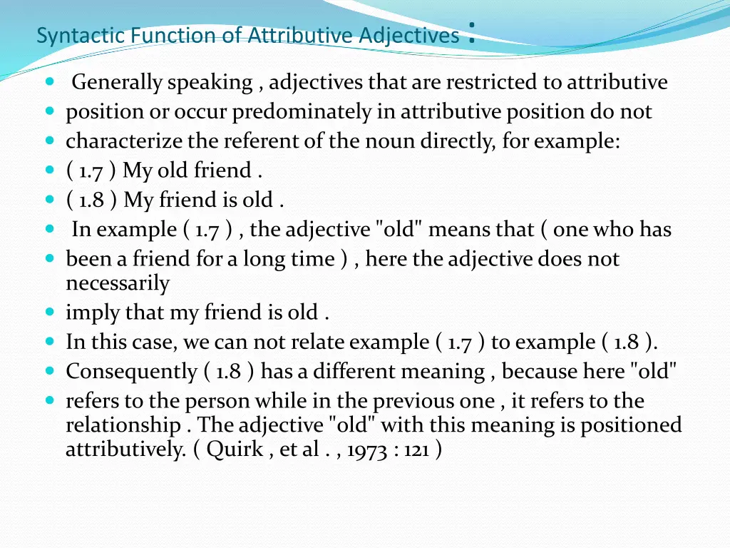 syntactic function of attributive adjectives