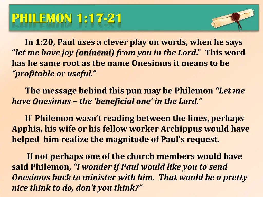 philemon 1 17 21 4