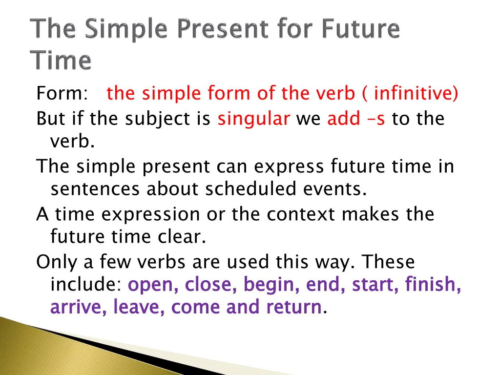 form the simple form of the verb infinitive