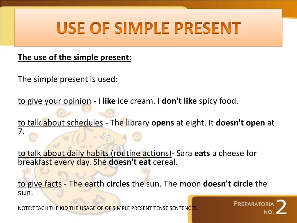 use of simple present