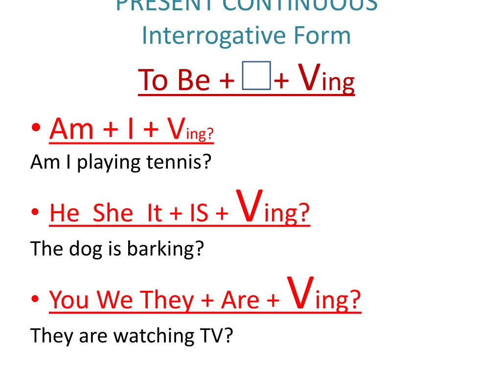 present continuous interrogative form