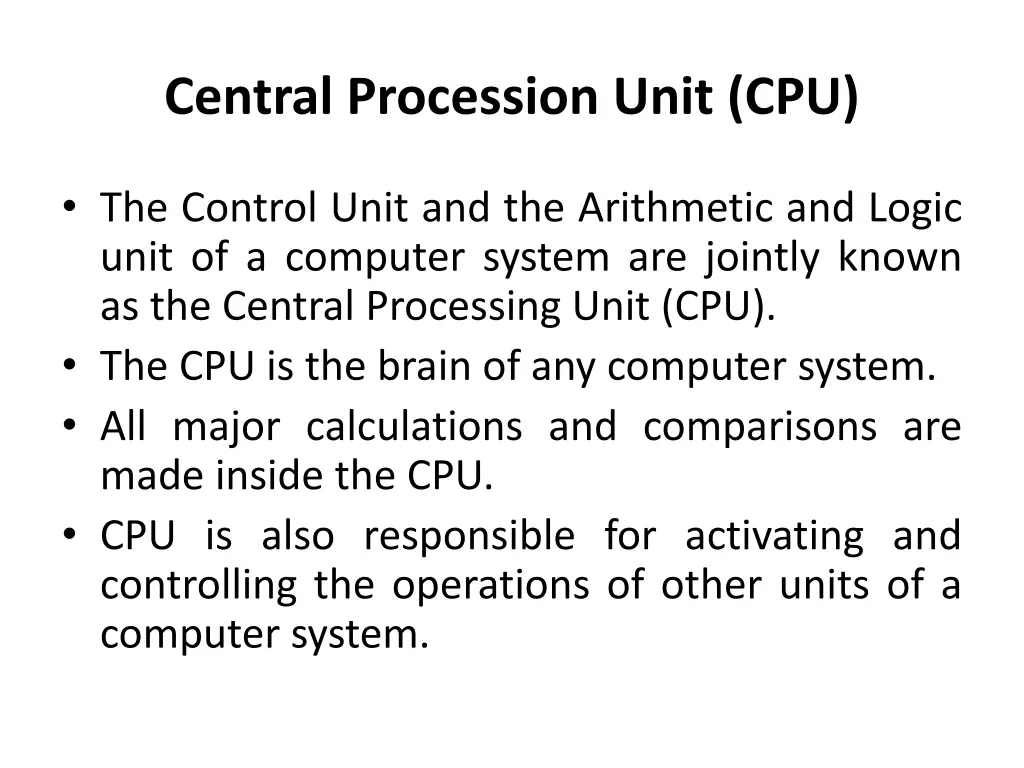 central procession unit cpu