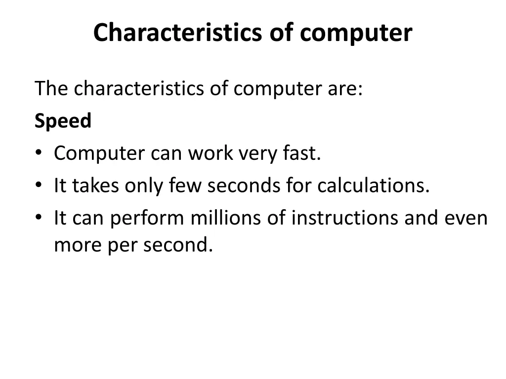 characteristics of computer