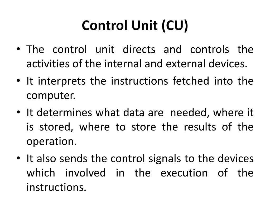 control unit cu