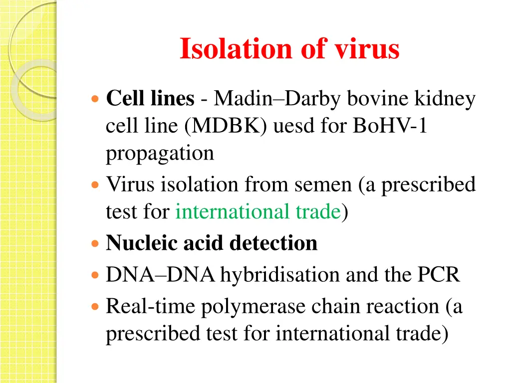 isolation of virus