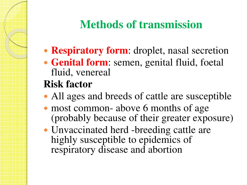 methods of transmission