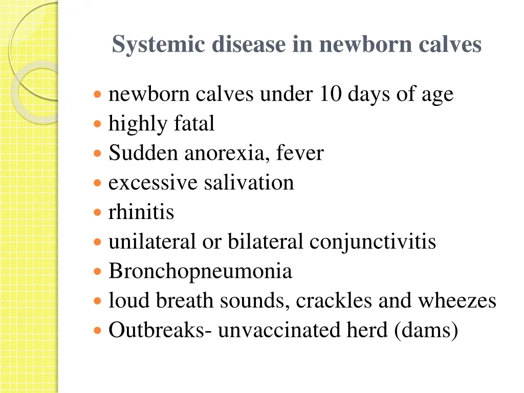 systemic disease in newborn calves