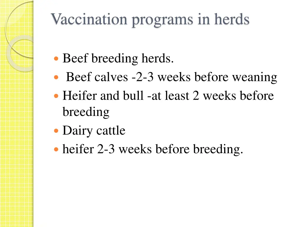 vaccination programs in herds