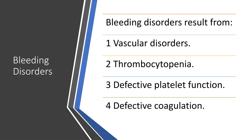 bleeding disorders result from
