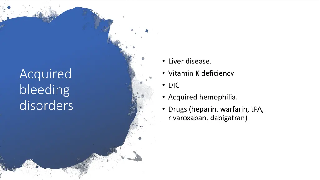 liver disease vitamin k deficiency dic acquired