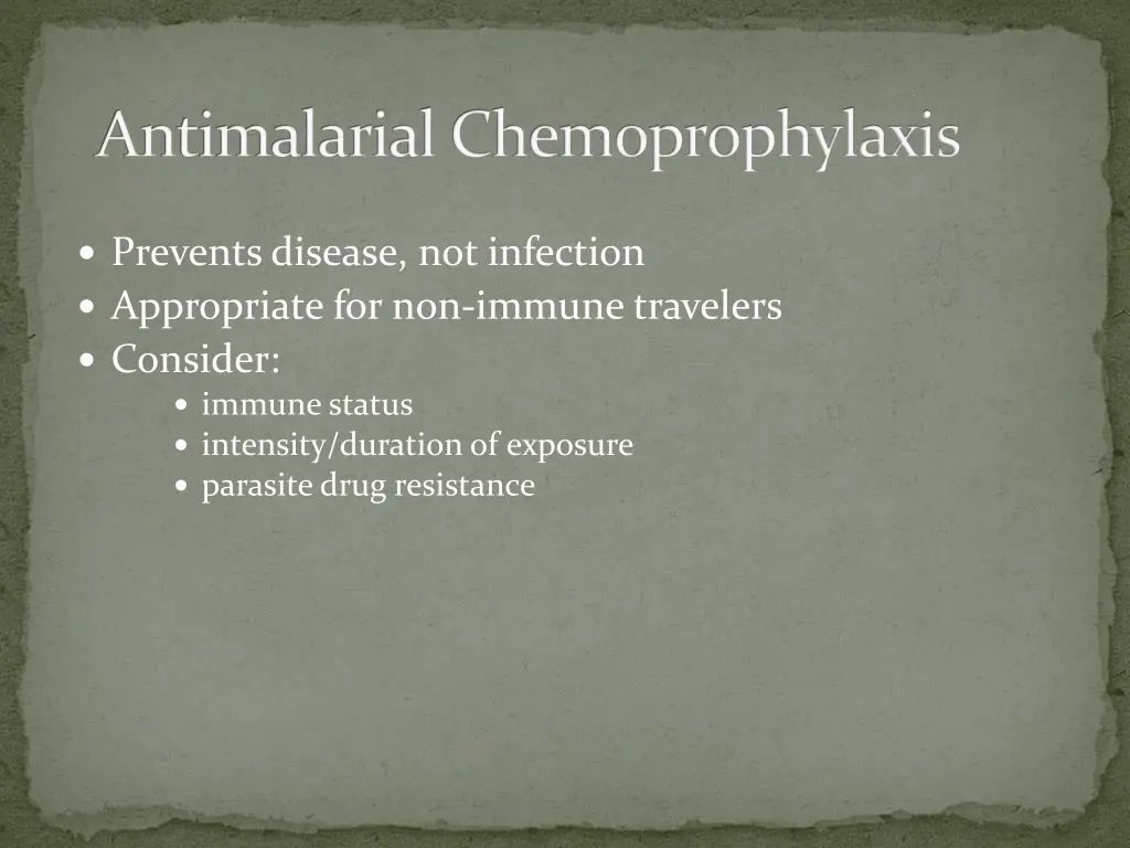 antimalarial chemoprophylaxis