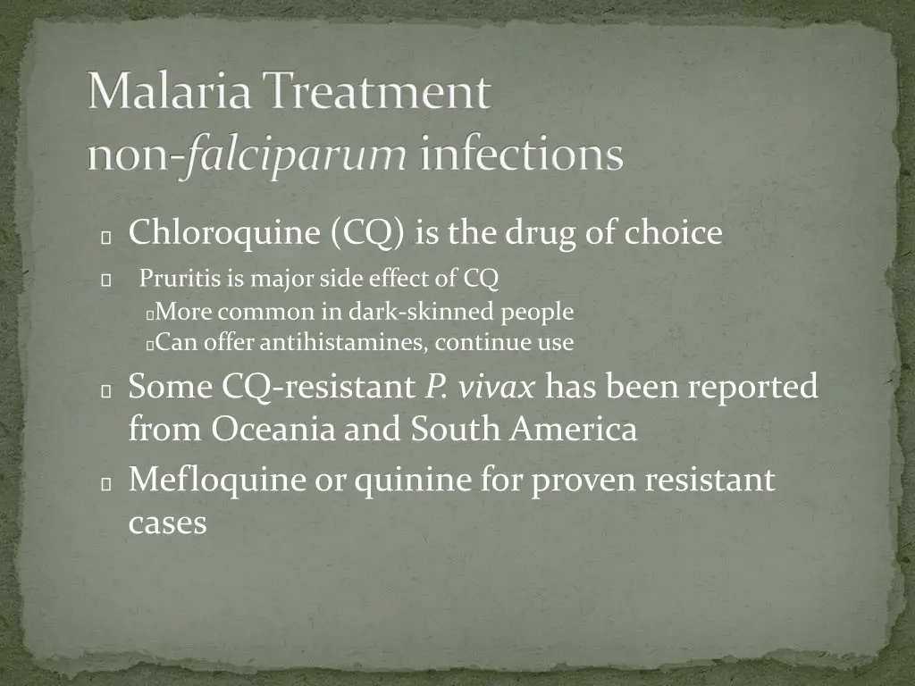 malaria treatment non falciparum infections