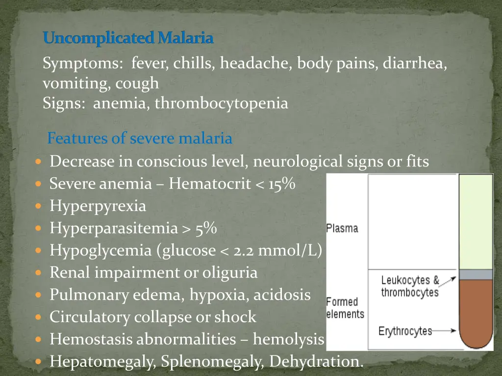uncomplicated malaria