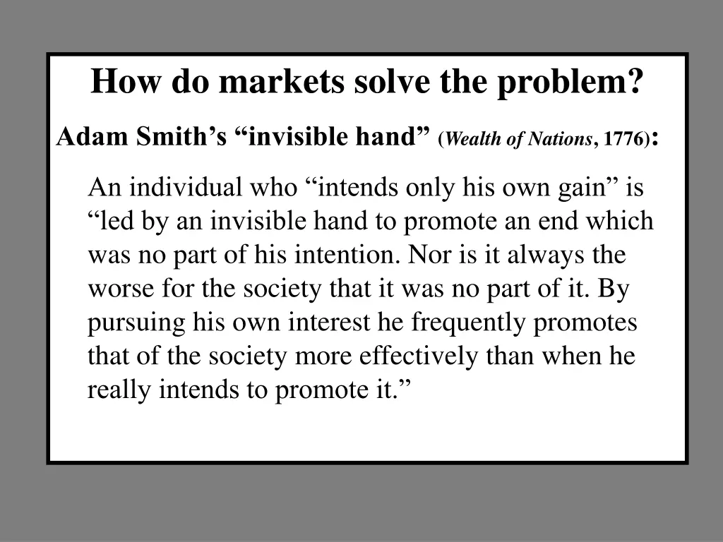 how do markets solve the problem 1