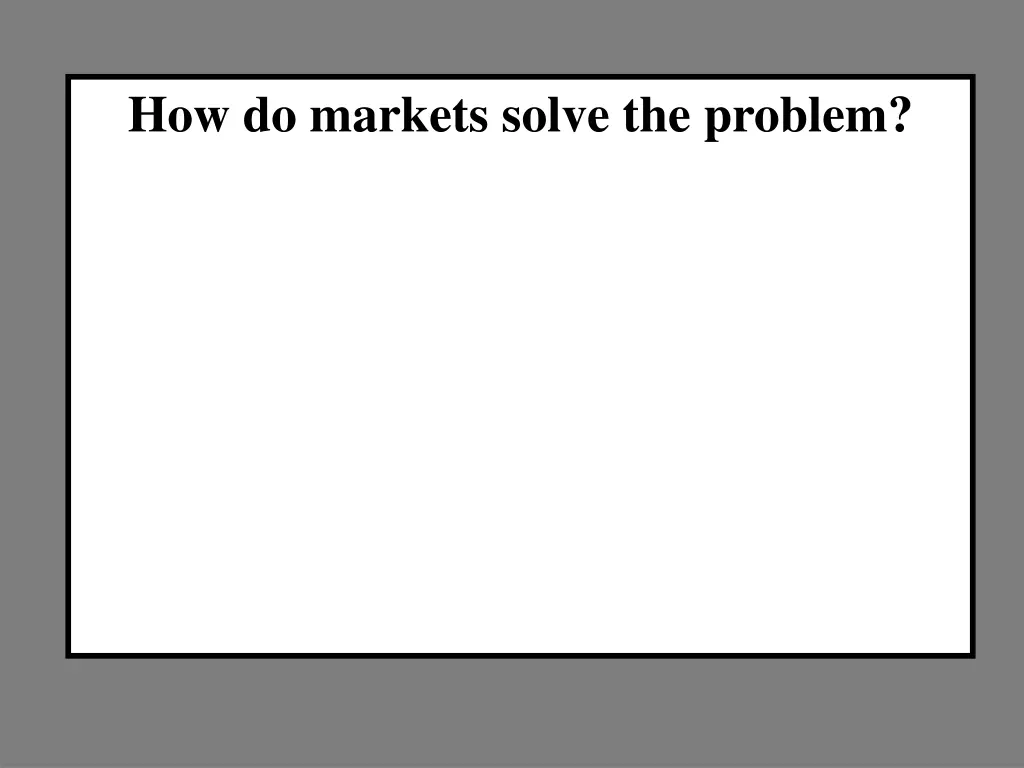 how do markets solve the problem