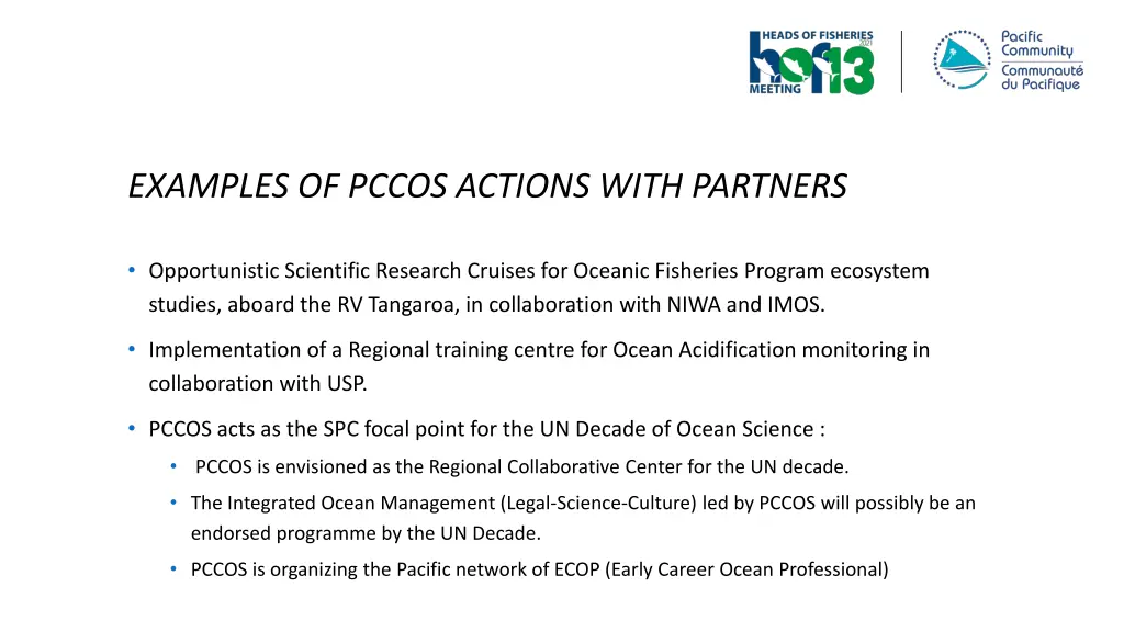 examples of pccos actions with partners